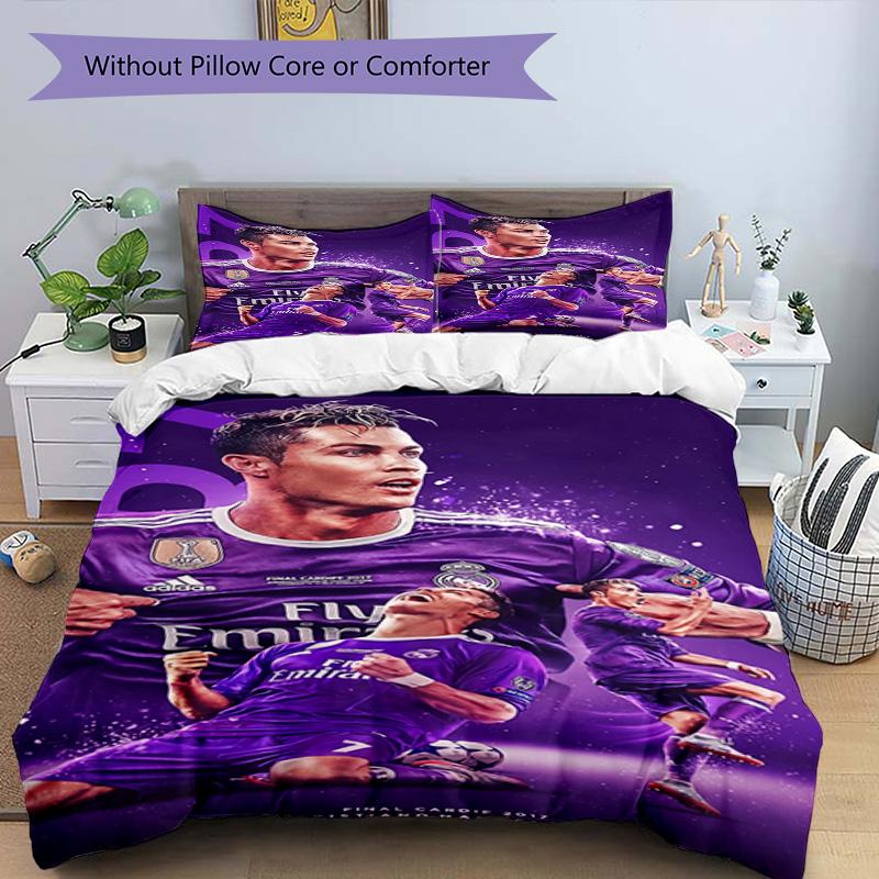 Ronaldo Champions League Ruhm Bettwäsche-Set, Atmungsaktiver Bettbezug mit Kissenbezügen, Weiche Bettwäsche für Schlafzimmer Heimdekoration, Perfektes Festival Bi