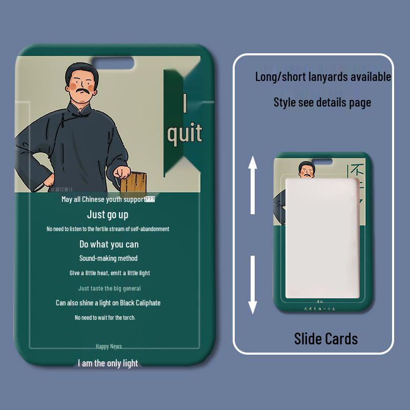 Awakening Era Cartoon ID Badge Holder - Plastic Sliding Cover for School, Student ID, Meal, and Work Access Cards