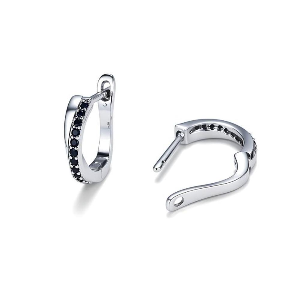 Black Awn Kreuz-Creolen, schwarze Stein-Ohrringe für Damen, Creolen