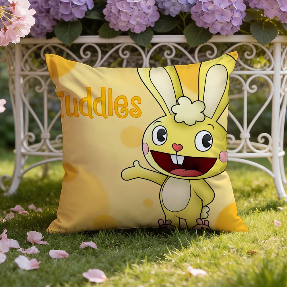 Anime H-Happy Tree F-Friends Cushion Cover Home & Car Dual-Scene Pillow Cover: Reversible for Premium Comfort