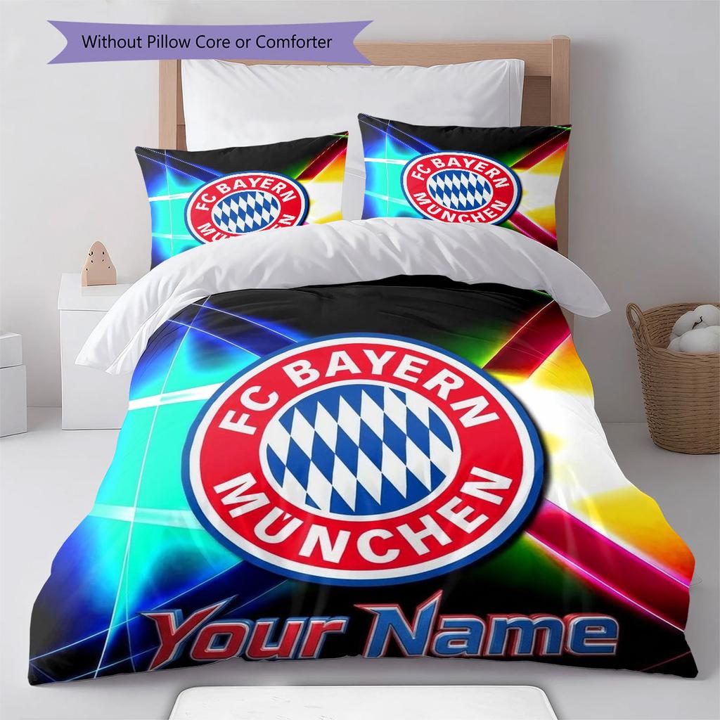 FC Bayern Munchen Custom Name Pattern Bedding,Quilt Set Quilt Cover Pillowcase Home Birthday Gift(1 * duvet cover + 2 * pillowcase, without core)