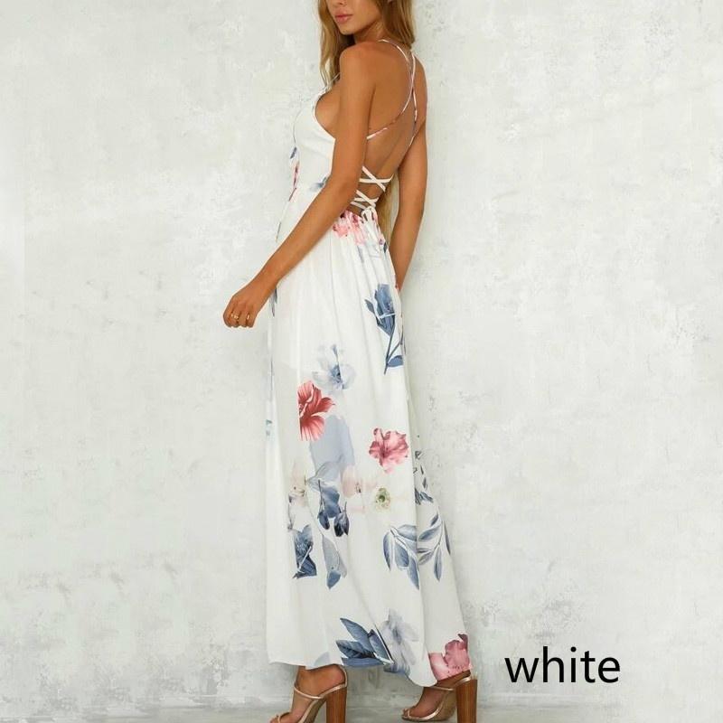 Summer Women Printed Strapless Dress SeasideIrregular Long Dresses Ruffles Chiffon Maxi Dresses