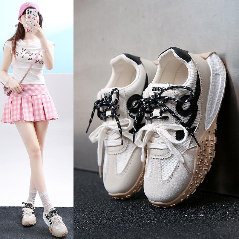 Retro Forrest Gump German training shoes women's 2025 new autumn explosion yellow inner height increase casual shoes color matching sports women's