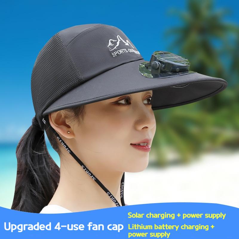 

Men s fishing fan hat, solar charging hat with fan, summer women s outdoor sun shading hat for work 55-60cm темно-серого