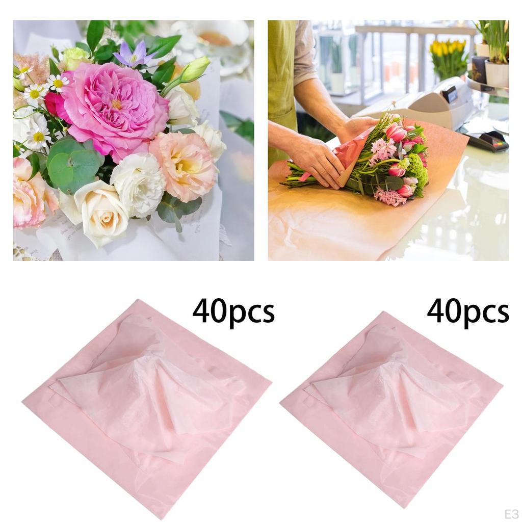 40 Pieces Bouquet Packaging Paper Flower Wrapping Sheets Floral