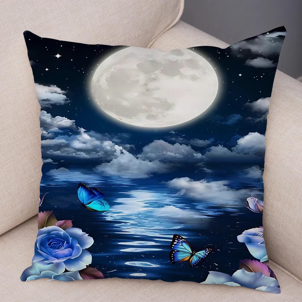 Tecknad Blomma Fjäril Djur Kuddfodral Dekor Blomma Kuddfodral för Soffa Hem Bil Fantasi Skog Mjuk Plysch Kuddfodral