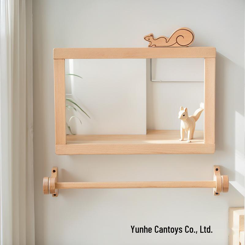 Montessori Baby Standing Training Mirror with Visual Stimulation Handrail