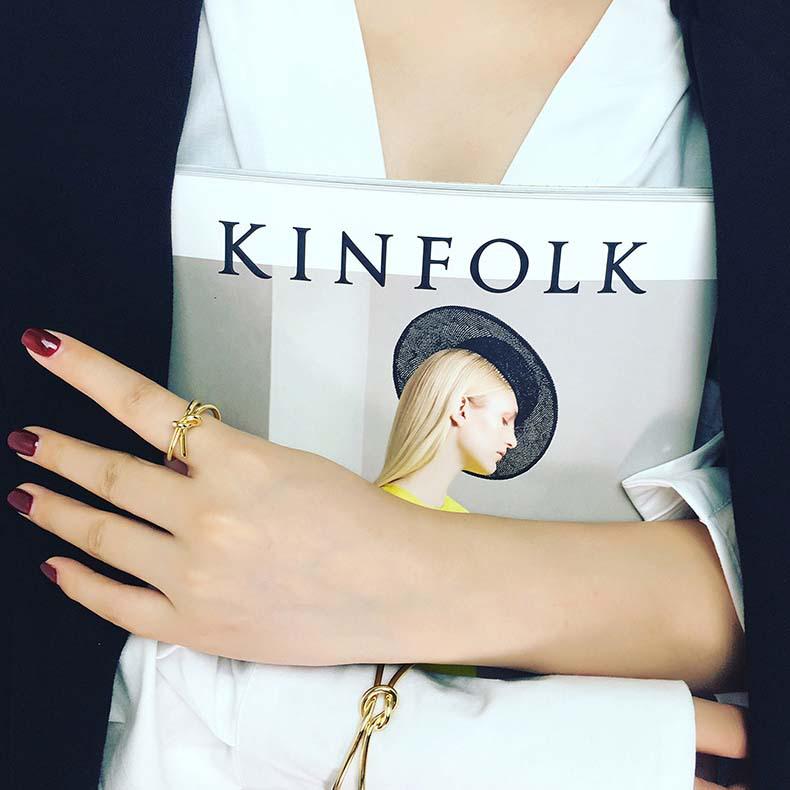 Koreansk & Japansk Gull Åpen Ring - Stilig Dame Mote Smykke for Pekefinger