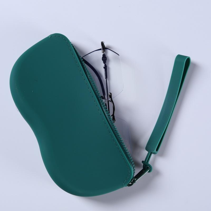 Women Girls Dustproof Glasses Box for Women Men Solid Colour Silicone Zipper Glasses Storage Waterproof Bag Cosmetic Coin Bag