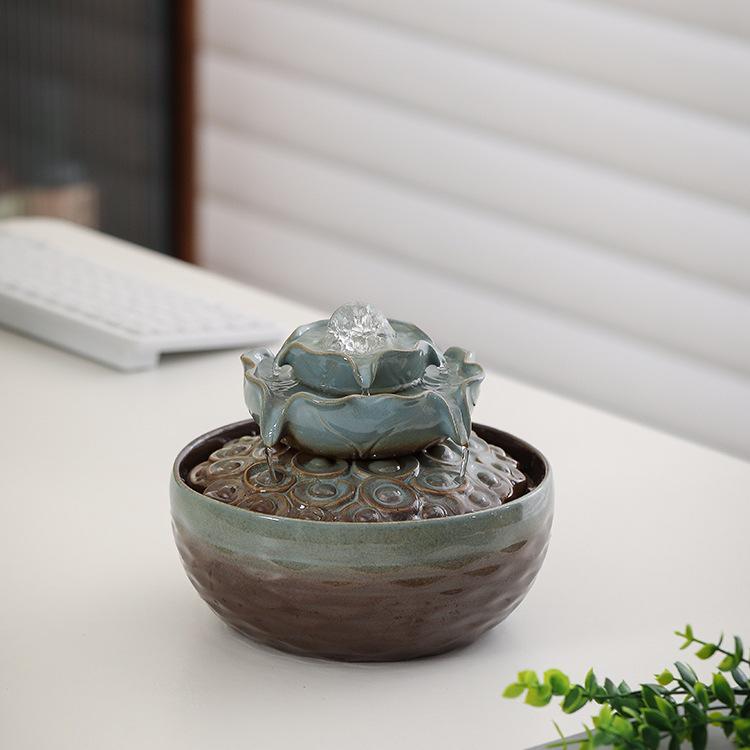 Kolo bohatství Feng Shui: Stolní vodní fontána s tekoucím míčem pro hojnost