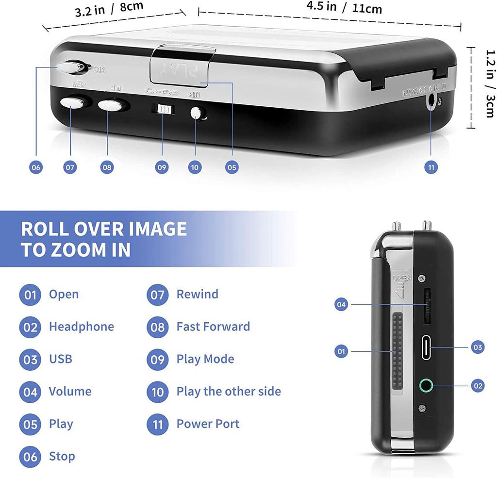Reshow Portable Cassette Tape Player Audio Converts Cassette Recorder to iPod Compatible with Laptops and Desktop Tape to Digital Includes Earphones