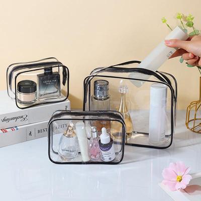 PVC Transparent Cosmetic Bag Set: Large Capacity, Waterproof, Portable Three-Piece Toiletries Storage