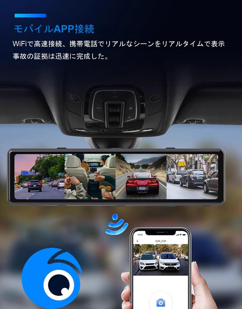 Seiko 4-Way 360 Dash Cam 360° Panorama Monitoring 4K Front Rear Side WiFi APP ADAS BSD 12-Inch IPS Screen Waterproof Shark Side Lens Night Vision