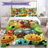 Set copripiumino 3 pezzi (1*Copripiumino + 2*Federe, Senza Nucleo), Piante vs. Set Biancheria da Letto Morbido Stagione Unica con Stampa Zombie, Decorazione Regalo per Camera da Letto di Casa