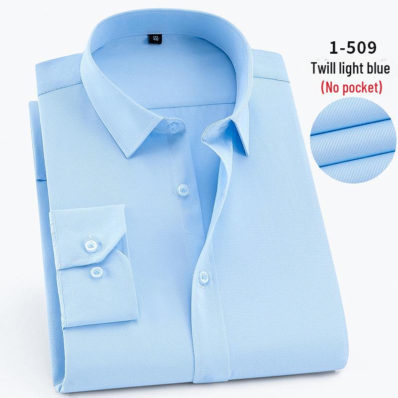 2025 Spring Men's Gray Non-Iron Long Sleeve Business Casual Shirt, Large Solid Color for Young to Middle-aged.