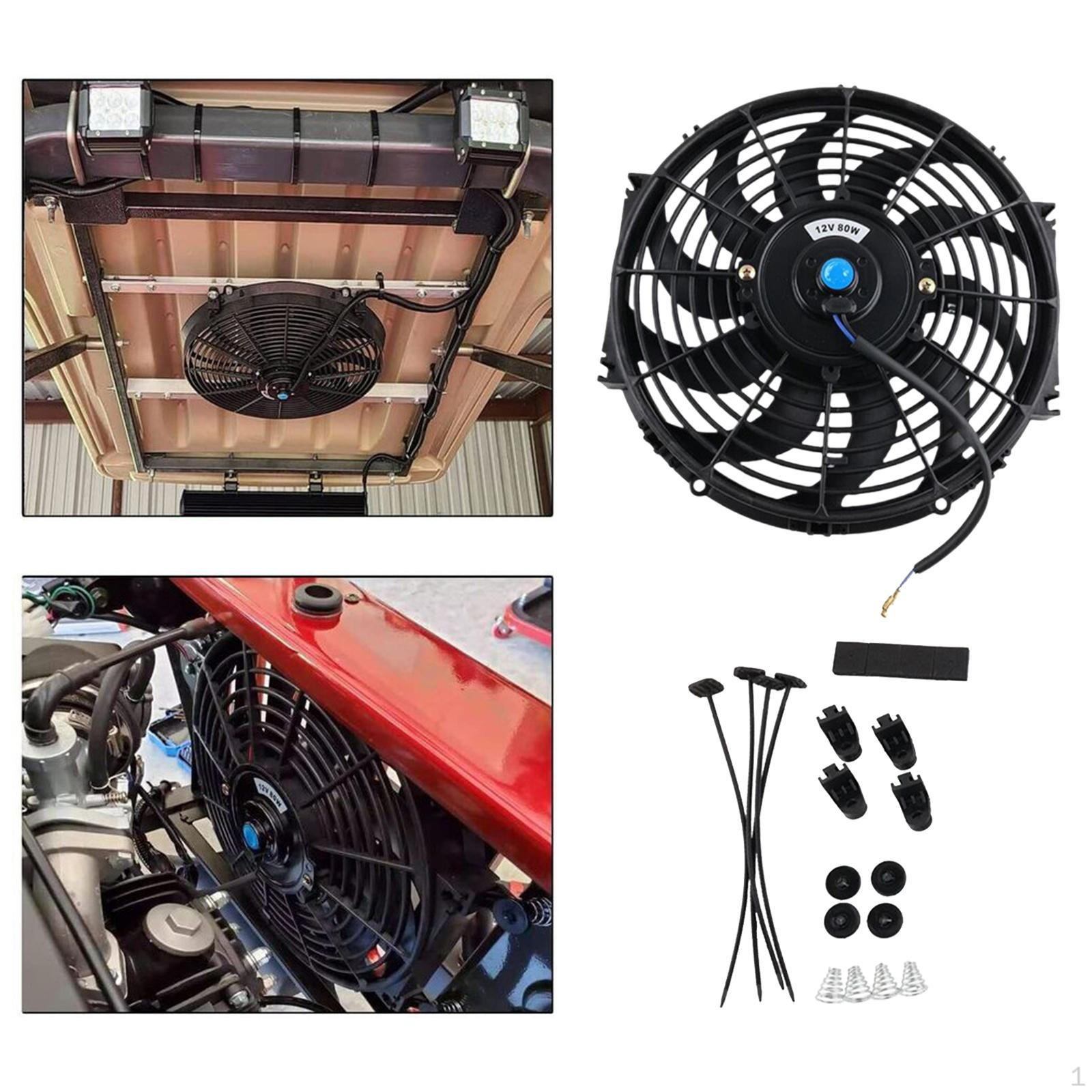 

Cooling Radiator Fan Performance Part Heavy Duty Curved Blade Assembly Kits Spare Parts 7inch 12V80W