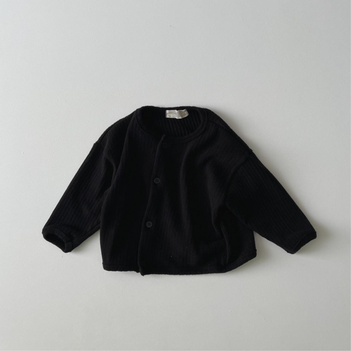 Unisex Ribbed Round Neck Long Sleeve Baby Outerwear 100 cm