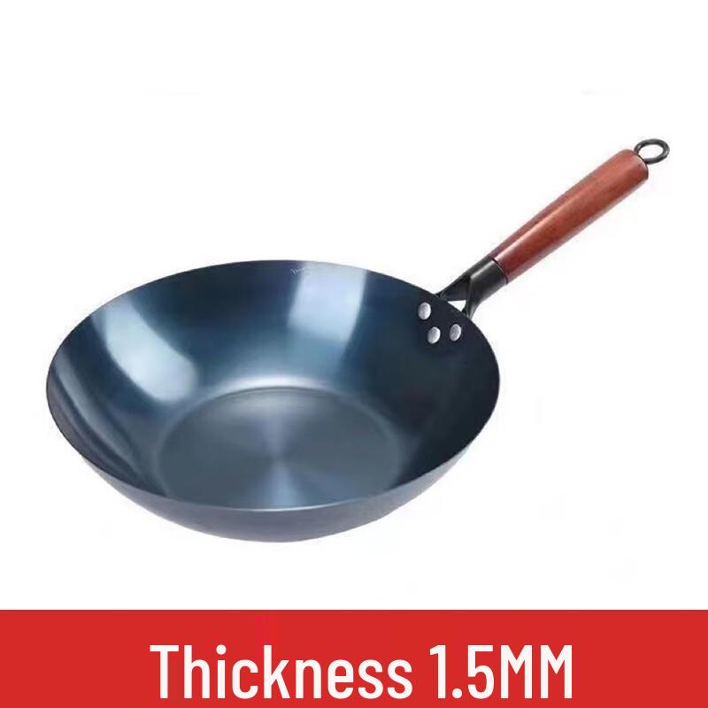 Чугунный вок в хакка-стиле, синий, без покрытия 32cm