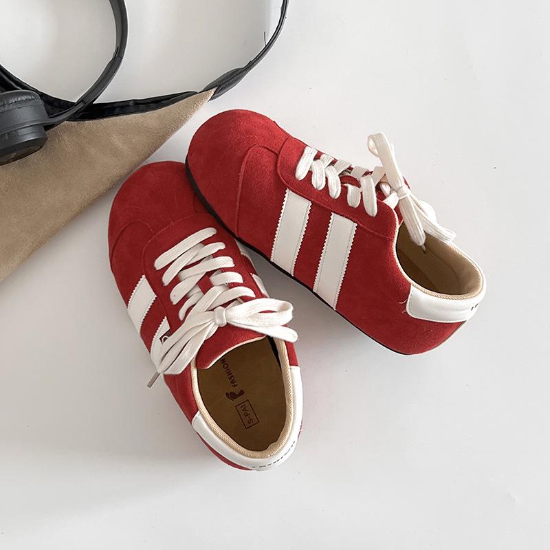 

Fashion Women s Single Shoes Spring New Frosted Matching Color Laceup Sports Shoes Casual Comfortable Non-slip Wear-resistant Flat Shoes 35