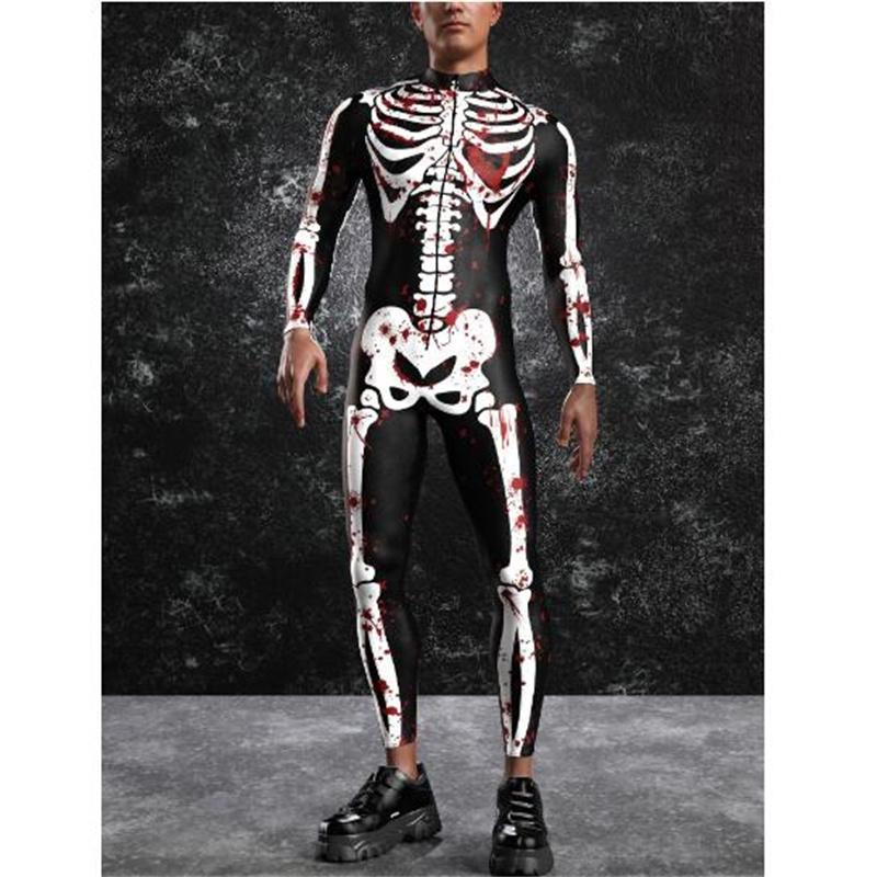 Men Sexy Colorful Print Jumpsuit Punk Morphsuit Halloween Robot Cosplay Zentai Suit Holiday Party Bodysuit Rave Cycling Catsuits