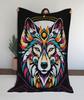 Colourful Wolf Single Crochet Blanket Pattern, PDF, Animal Blanket Graph, Modern Tribal Design