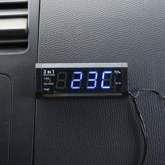 Autohodiny DC 12V Multifunkční 3 v 1 Digitální Elektrický Měřič Panel Voltmeteru pro Auto