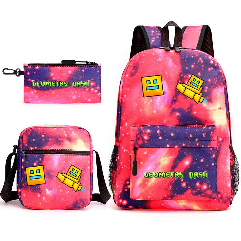 Geometry Sprint Game Backpack Geometry Dash Heat Transfer Backpack Elementary School Bag Leisure Bag
