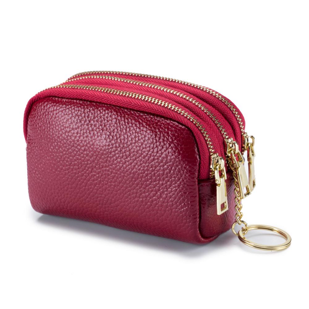 Cute Mini Genuine Leather Cowhide Coin Purse & Keychain Wallet for Ladies