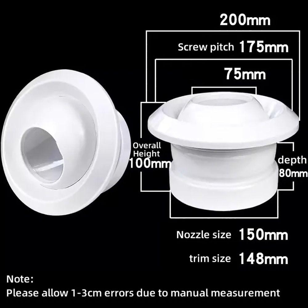 1Pcs Circular Air System Outlet Valve Adjustable White Spherical Nozzle Air Vent 75/100/150/200mm ABS Central Ventilation Outlet
