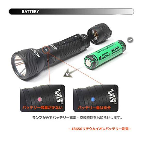 BLACKWOLF A16R LED Handheld 1100 AR CREE XLamp HD Powerful Flashlight with Memory Ideal for Bicycle and Work Micro and 18650 Battery Pack Flashlight,