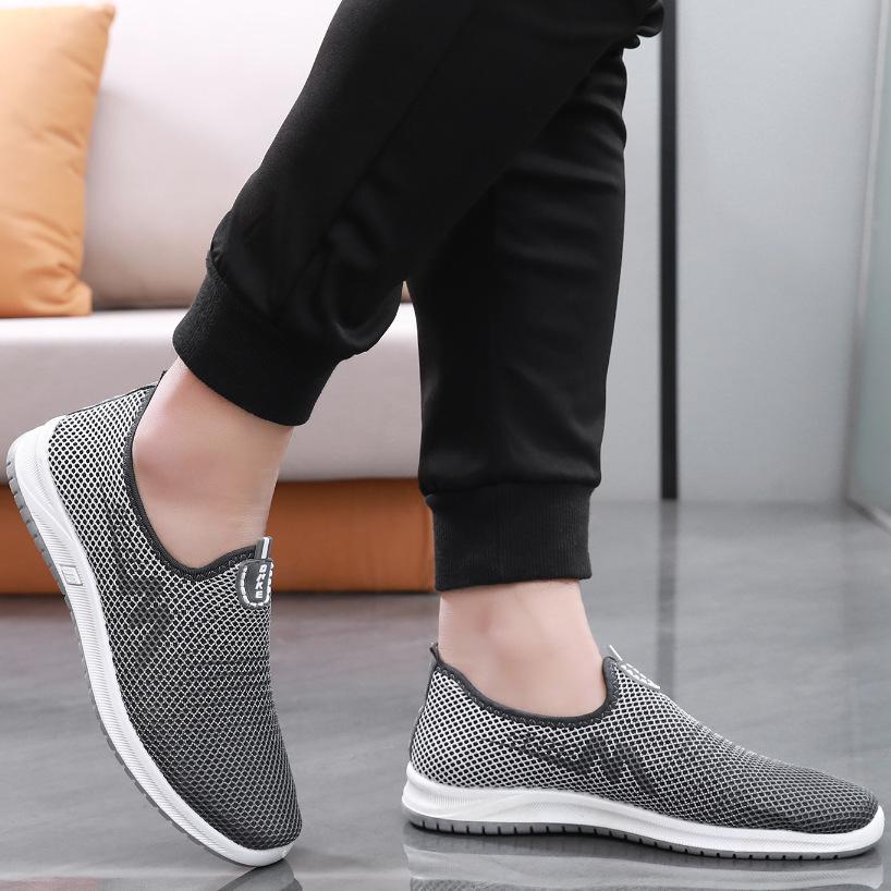 

Летние сетчатые туфли мужские нескользящие износостойкие туфли сетчатые туфли мягкая подошва дышащая повседневная обувь одна педаль ленивые сетчатые туфли мужские 44 серый