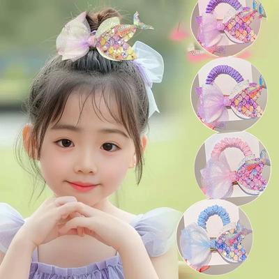 Colorful Mermaid Tail Elastic Hair Bands for Girls Kids Princess Hair Accessories Cute Children Hair Ties Baby Headwear