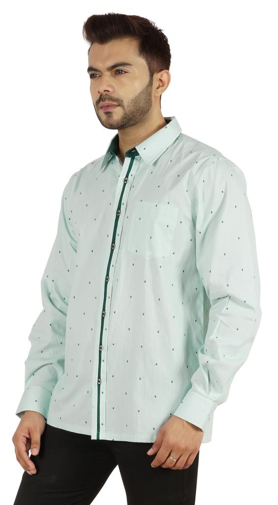 BestMan Printed Shirt For Mens Cotton Office Wear Long Sleeves Button Down Formal