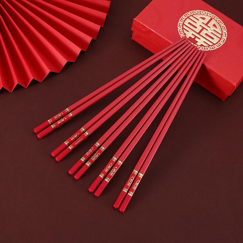 Di Rui En Red Dragon Phoenix Alloy Chopsticks Wedding Set (10 Pairs)