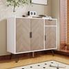 Modern Storage Cabinet, Sideboard in White and Wood Look with Drawer and Height-Adjustable Shelves (90 x 30 x 71.5 cm)