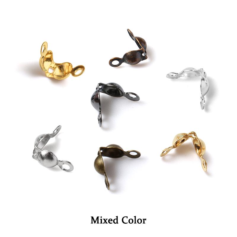 200pcs/lot Connector Clasps Fitting 4*8mm Ball Chain End Crimp Beads Caps Findings For Jewelry Making Accessories Supplies DIY