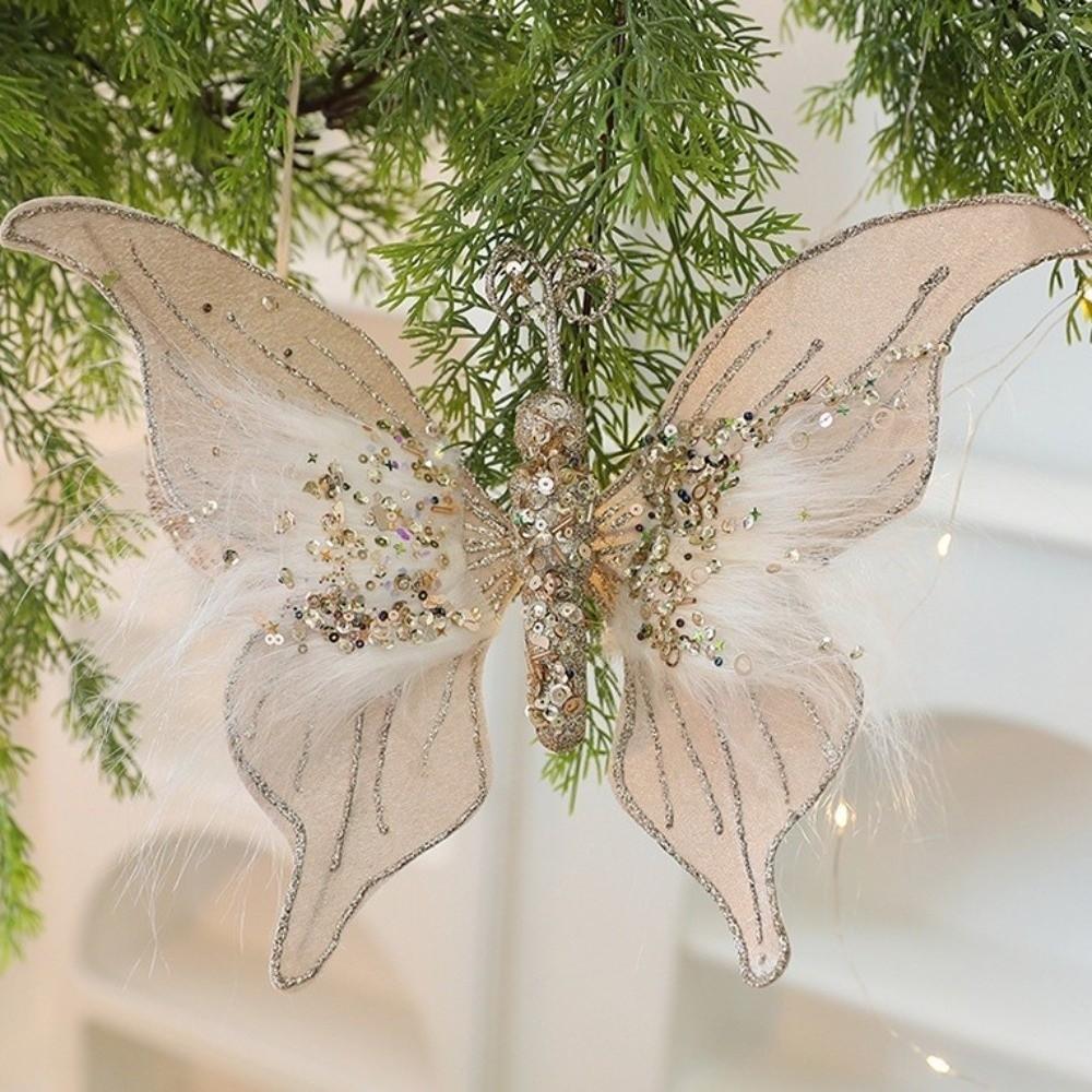 Artificial DIY Butterfly Hanging Decor with Clip Christmas Tree Decoration Xmas Tree Decor