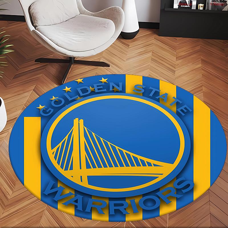 Golden State Warriors (1) Round Office Rug Decorative Floor Rug for Office Bedroom Living Room and Home Space