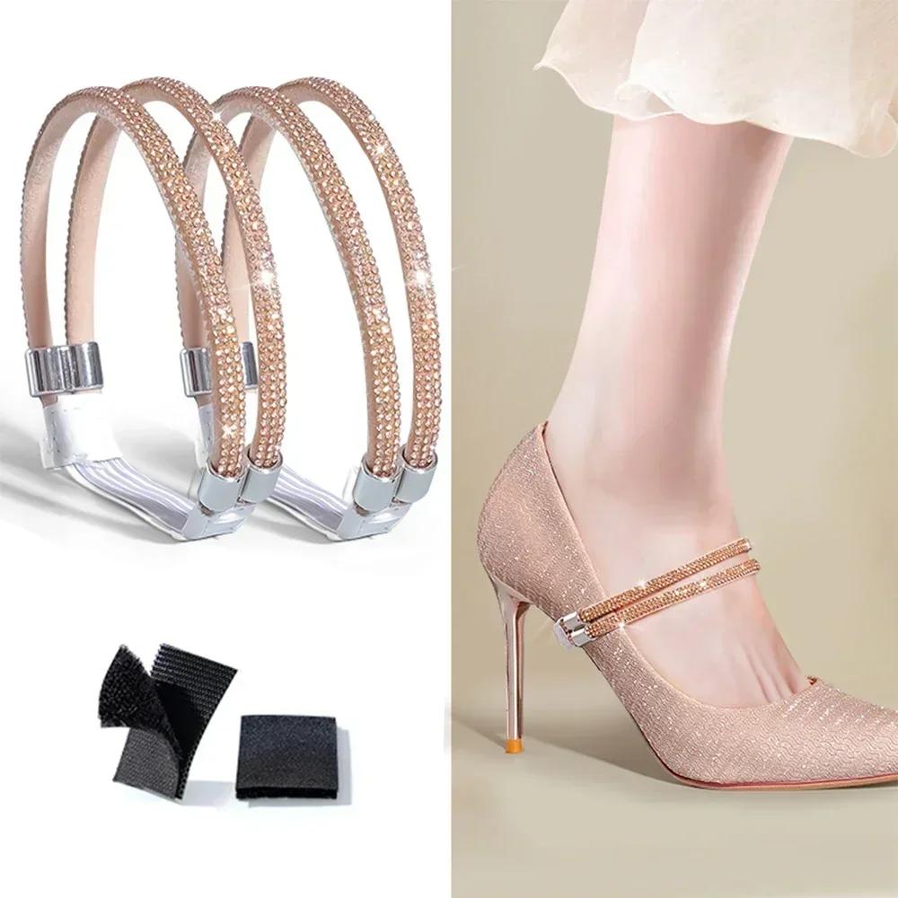 

Women Shoe Belt Rhinestone High Heels Shoelaces Free Triangle Bundle Ankle Holding Loose Anti-skid Bundle Laces Tie Straps Band
