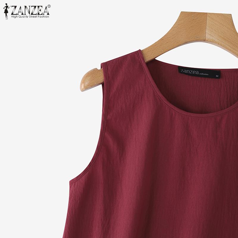 ZANZEA Women Casual Round Neck Summer Sleeveless Tank Tops