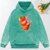 Creative Strawberry Juice Prints Washed Hoodie Y2K Couple Street Hoody Vintage Oversize Clothing Sweatshirt