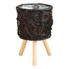 Wood Legs Plant Holder Stool for Home Decoration Stable Floor Planter Basket Woven Balcony Flower Pots Display Shelf