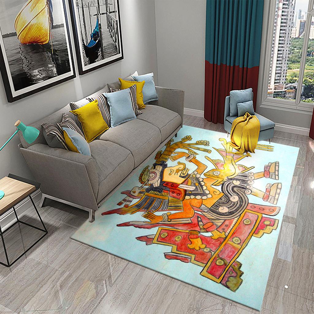 Non-slip Rug Outdoor Living Room Bedroom Decoration Mexico Mayan Tribal Culture Rug Bathroom Kitchen Door Mat