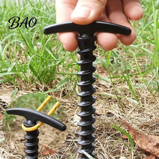 Tent Pegs Set 10Pcs Plastic Screw-in Stake, Heavy Duty T-shaped Canopy Peg, Stakes Windproof Spiral Ground Stake for Outdoor Camping Hiking Garden