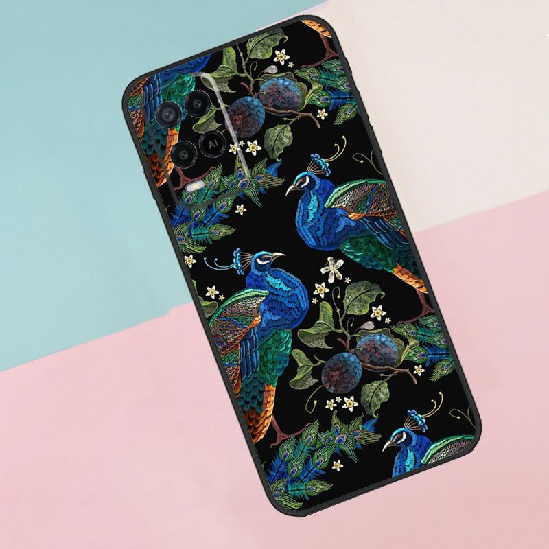 Bird Peacock Feather For Oppo A16 A76 A96 A15 A80 A60 A40 A94 A54 A98 A78 A18 A38 A58 A17 A77 A74 A57S Phone Case