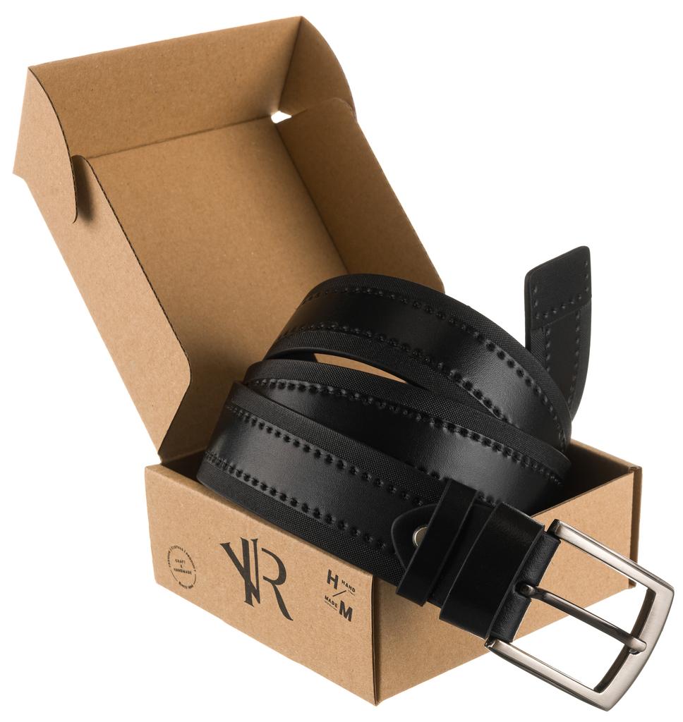 Wide Leather Belt R-PI-01-115-4806 Black