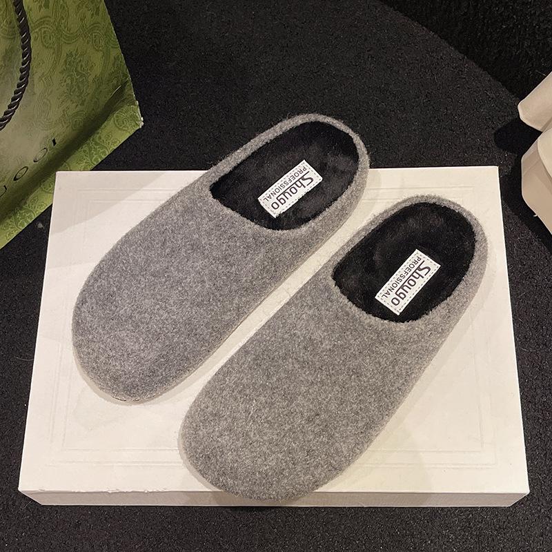 Internet celebrities super fire thick bottom velvet warm fluffy slippers women's new autumn and winter wear soft bottom cotton slippers