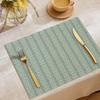 6PCS Set Luxury Table Mats Dining Table Elegant Leaf Fan Stripe Red Wave Polka Dot Pattern Placemats Golden Utensils Home Decor