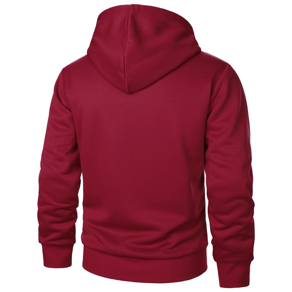 Herre Ensfarget Fleece Hettegenserjakke med Glidelås Herre Sport Stor Størrelse Casual Fleece Genserjakke