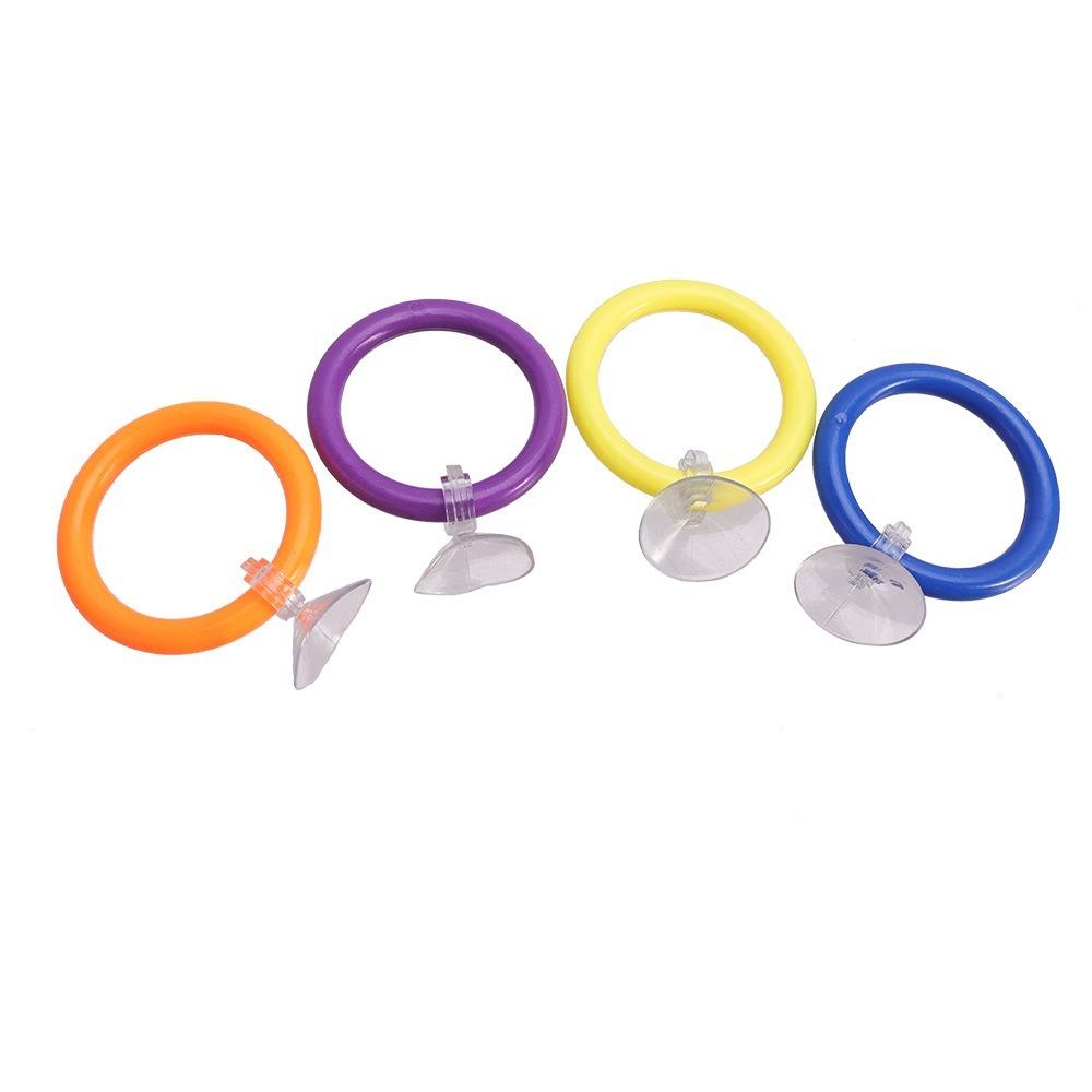 

4PCS/SET Suction Cup Fish Training Ring Waterproof Colorful Betta Training Circle Fish Tail Toy Fish Tank Decorative Ring